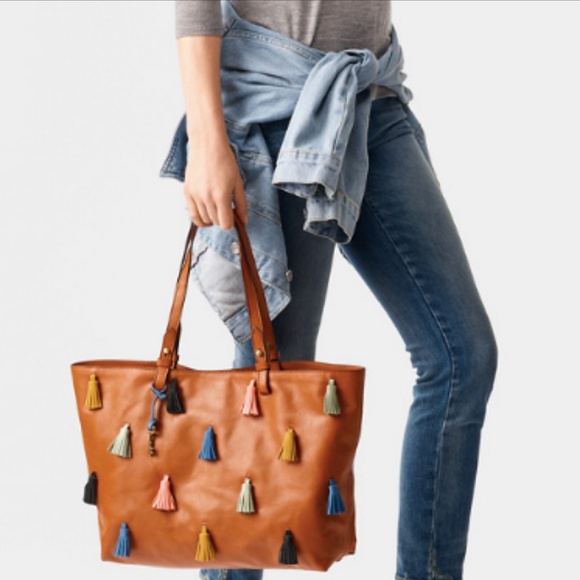 Fossil Handbags - Fossil Rachel Tote w Multi-color Leather Tassels